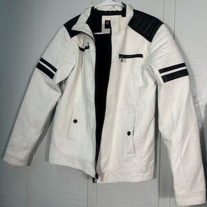 Distortion Black and White Motorcycle Jacket Size Small EUC